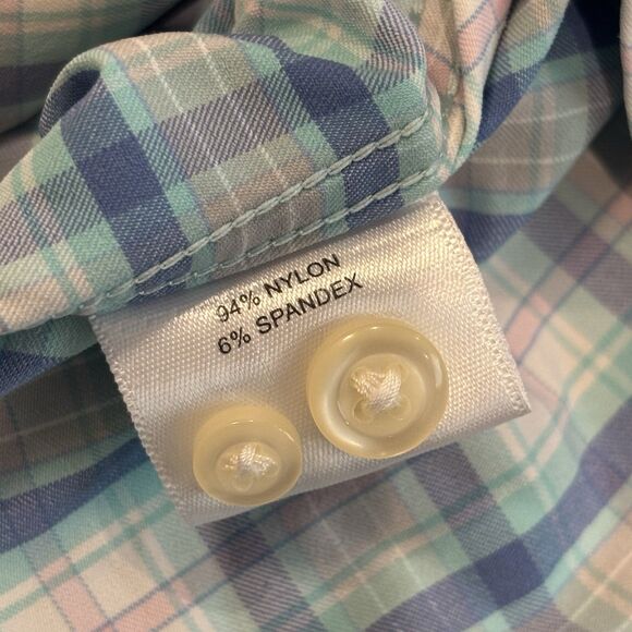 Peter Millar Summer Comfort Mens Large Blue Check Plaid Performance Stretch Golf - Picture 6 of 7